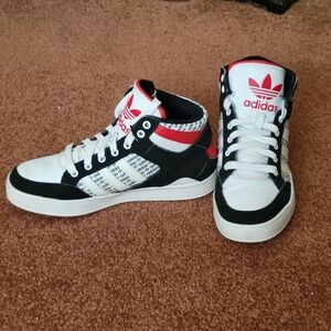 Adidas Black and White High-Top Sneakers